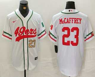 Men%27s San Francisco 49ers #23 Christian McCaffrey Number White Mexico Cool Base Stitched Baseball Jersey